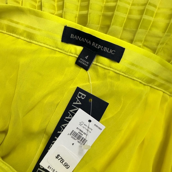 NWT Banana Republic Knife Pleated Midi A-Line Skirt Citron Yellow Sz 4 - Picture 5 of 5